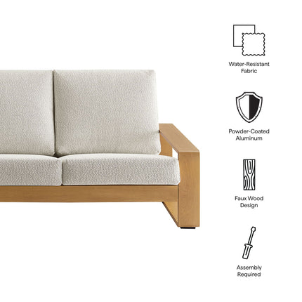 Modway EEI-7298 Lirienne Outdoor Patio Aluminum Faux Wood Sofa Modway