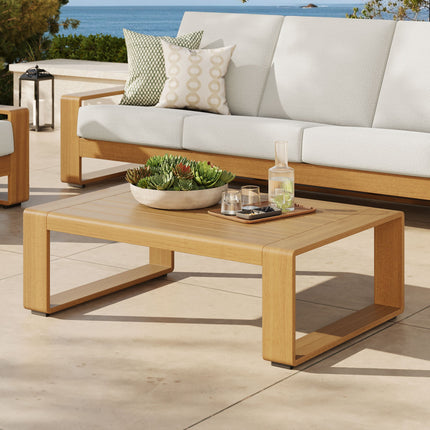 Modway EEI-7299 Lirienne Outdoor Patio Aluminum Faux Wood Coffee Table Modway