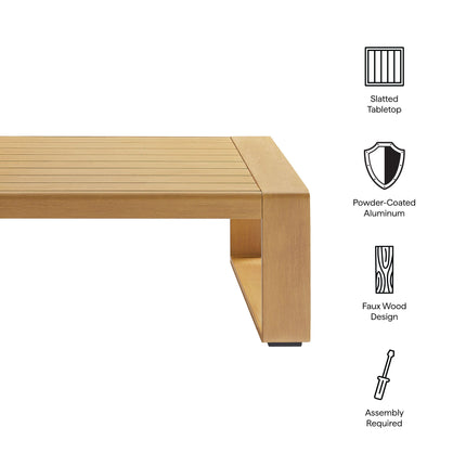 Modway EEI-7299 Lirienne Outdoor Patio Aluminum Faux Wood Coffee Table Modway