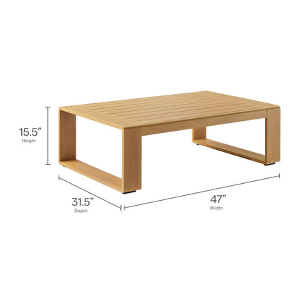 Modway EEI-7299 Lirienne Outdoor Patio Aluminum Faux Wood Coffee Table Modway