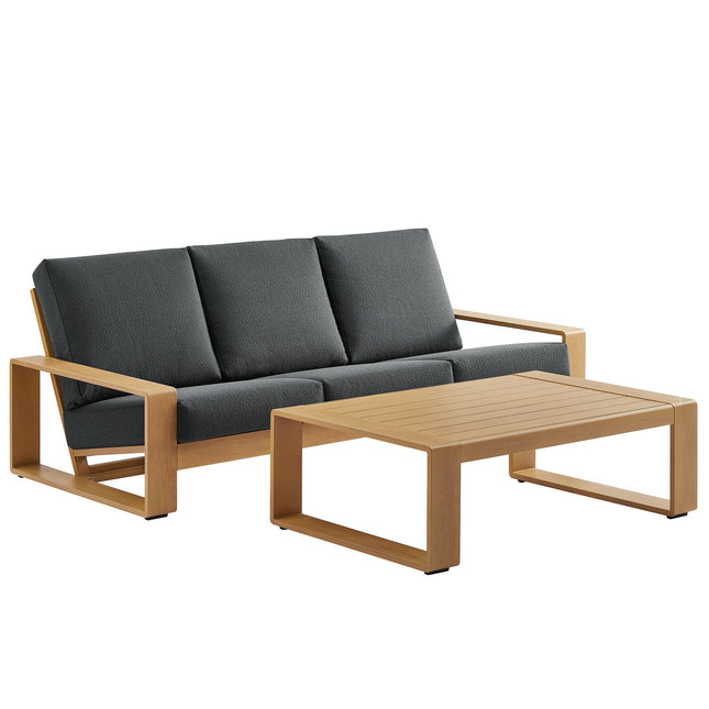 Modway EEI-7304 Lirienne 2-Piece Outdoor Patio Aluminum Faux Wood Furniture Set Modway