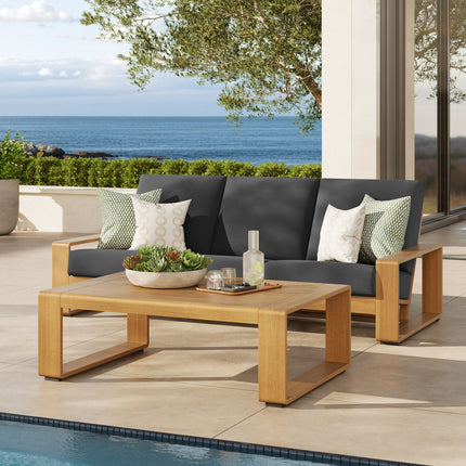 Modway EEI-7304 Lirienne 2-Piece Outdoor Patio Aluminum Faux Wood Furniture Set Modway