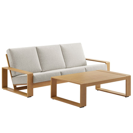 Modway EEI-7304 Lirienne 2-Piece Outdoor Patio Aluminum Faux Wood Furniture Set Modway