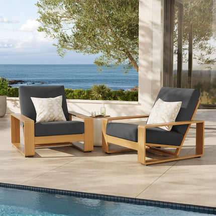 Modway EEI-7305 Lirienne Outdoor Patio Aluminum Faux Wood Armchairs Set of 2 Modway