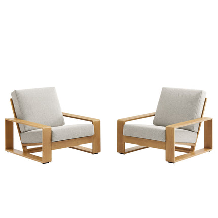 Modway EEI-7305 Lirienne Outdoor Patio Aluminum Faux Wood Armchairs Set of 2 Modway