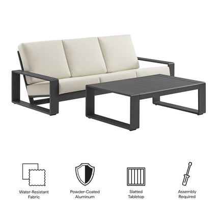 Modway EEI-7307 Lirienne 2-Piece Outdoor Patio Aluminum Furniture Set Modway