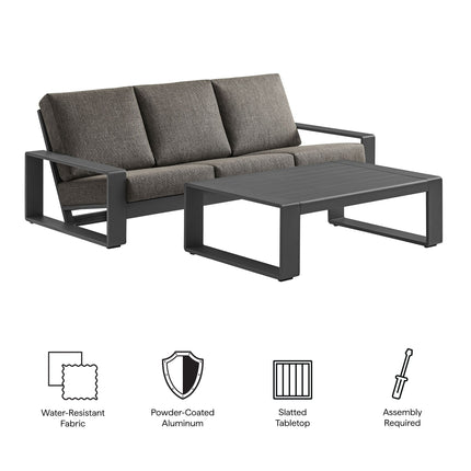 Modway EEI-7307 Lirienne 2-Piece Outdoor Patio Aluminum Furniture Set Modway