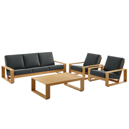 Modway EEI-7309 Lirienne 4-Piece Outdoor Patio Aluminum Faux Wood Furniture Set Modway