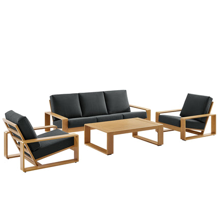 Modway EEI-7309 Lirienne 4-Piece Outdoor Patio Aluminum Faux Wood Furniture Set Modway