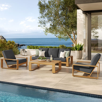 Modway EEI-7309 Lirienne 4-Piece Outdoor Patio Aluminum Faux Wood Furniture Set Modway