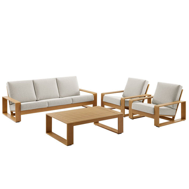Modway EEI-7309 Lirienne 4-Piece Outdoor Patio Aluminum Faux Wood Furniture Set Modway