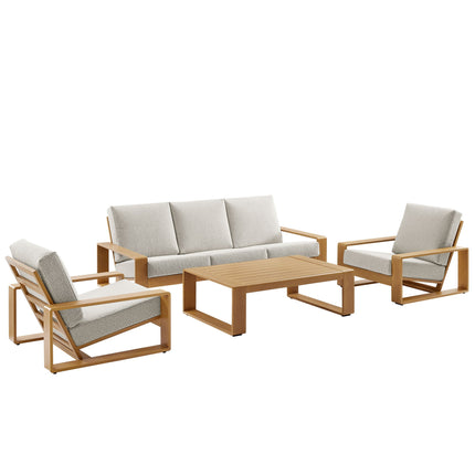 Modway EEI-7309 Lirienne 4-Piece Outdoor Patio Aluminum Faux Wood Furniture Set Modway