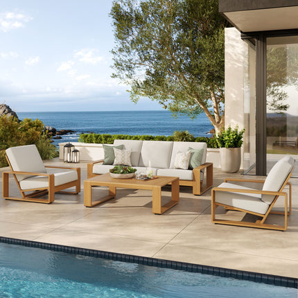 Modway EEI-7309 Lirienne 4-Piece Outdoor Patio Aluminum Faux Wood Furniture Set Modway