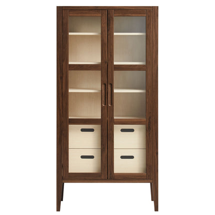 Modway Nell 71" Glass Door Tall Display Storage Cabinet in Walnut EEI-7320-WAL-ASH Modway