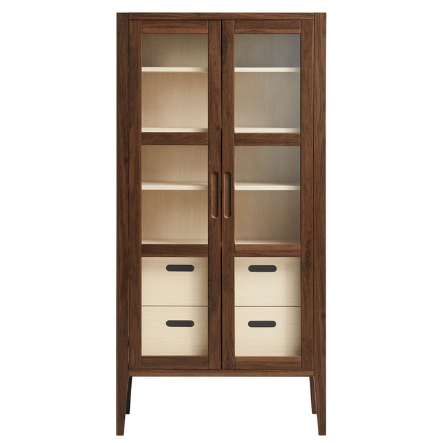 Modway Nell 71" Glass Door Tall Display Storage Cabinet in Walnut EEI-7320-WAL-ASH Modway