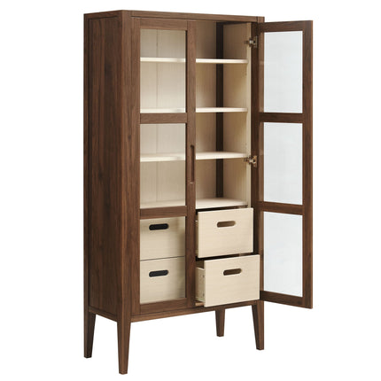 Modway Nell 71" Glass Door Tall Display Storage Cabinet in Walnut EEI-7320-WAL-ASH Modway