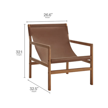 Modway EEI-7324 Sonora Leather Sling Chair - Plaza Home Decor