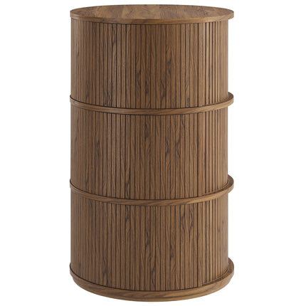 Modway EEI-7344 Clement Round Pedestal Stand Storage Table With Sliding Tambour Doors Modway