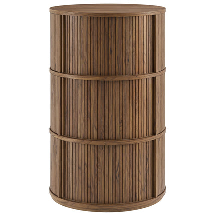 Modway EEI-7344 Clement Round Pedestal Stand Storage Table With Sliding Tambour Doors Modway