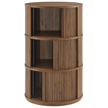 Modway EEI-7344 Clement Round Pedestal Stand Storage Table With Sliding Tambour Doors Modway