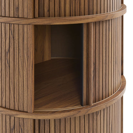 Modway EEI-7344 Clement Round Pedestal Stand Storage Table With Sliding Tambour Doors Modway