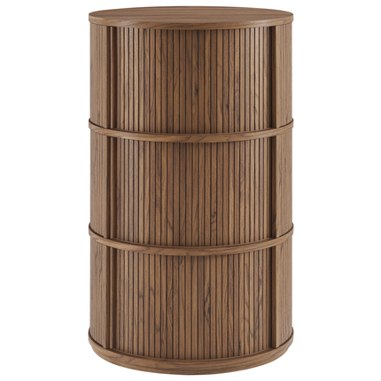 Modway EEI-7344 Clement Round Pedestal Stand Storage Table With Sliding Tambour Doors Modway