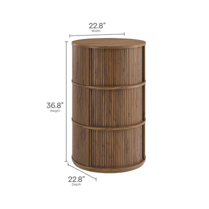 Modway EEI-7344 Clement Round Pedestal Stand Storage Table With Sliding Tambour Doors Modway