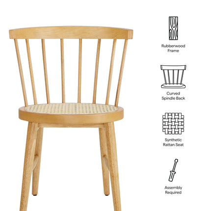 Modway EEI-7350 Lykke Curved Spindle Back Dining Chairs Set of 2 Modway