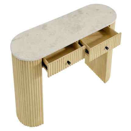 Modway EEI-7353 Caldera 42" Curved Solid Wood and Marble Console Table Modway