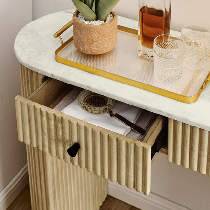 Modway EEI-7353 Caldera 42" Curved Solid Wood and Marble Console Table Modway