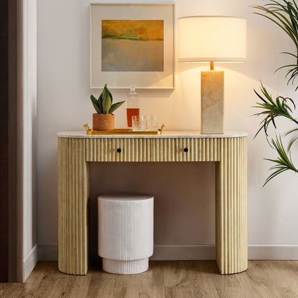 Modway EEI-7353 Caldera 42" Curved Solid Wood and Marble Console Table Modway