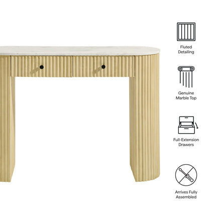 Modway EEI-7353 Caldera 42" Curved Solid Wood and Marble Console Table Modway