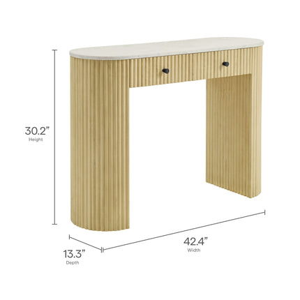 Modway EEI-7353 Caldera 42" Curved Solid Wood and Marble Console Table Modway