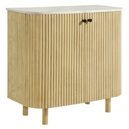 Modway EEI-7354 Caldera 33" Curved Solid Wood and Marble Accent Storage Cabinet Modway