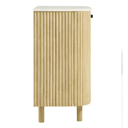 Modway EEI-7354 Caldera 33" Curved Solid Wood and Marble Accent Storage Cabinet Modway