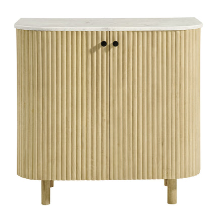 Modway EEI-7354 Caldera 33" Curved Solid Wood and Marble Accent Storage Cabinet Modway