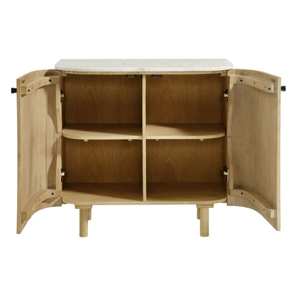 Modway EEI-7354 Caldera 33" Curved Solid Wood and Marble Accent Storage Cabinet Modway