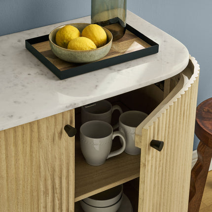 Modway EEI-7354 Caldera 33" Curved Solid Wood and Marble Accent Storage Cabinet Modway