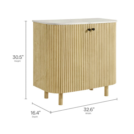 Modway EEI-7354 Caldera 33" Curved Solid Wood and Marble Accent Storage Cabinet Modway