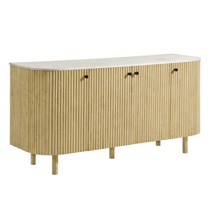 Modway EEI-7355 Caldera 60" Curved Solid Wood and Marble Sideboard Storage Cabinet Modway