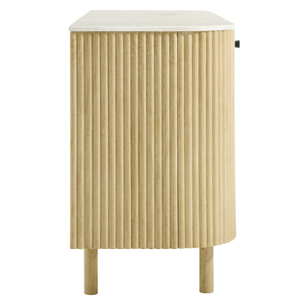 Modway EEI-7355 Caldera 60" Curved Solid Wood and Marble Sideboard Storage Cabinet Modway