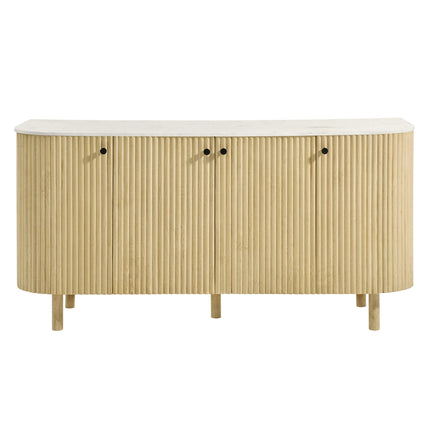 Modway EEI-7355 Caldera 60" Curved Solid Wood and Marble Sideboard Storage Cabinet Modway