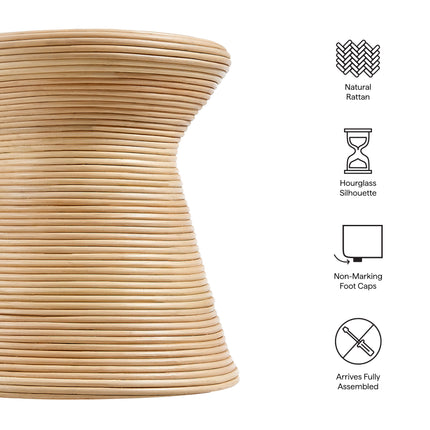 Modway EEI-7360 Tavi Hourglass Natural Rattan Round Side Table - Plaza Home Decor