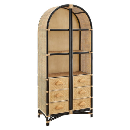 Modway EEI-7362 Jane 71 Inch Tall Arched Natural Rattan Bookshelf Modway