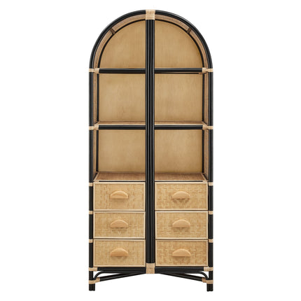 Modway EEI-7362 Jane 71 Inch Tall Arched Natural Rattan Bookshelf Modway