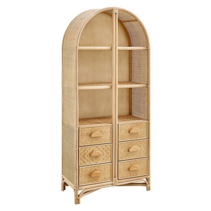Modway EEI-7362 Jane 71 Inch Tall Arched Natural Rattan Bookshelf Modway