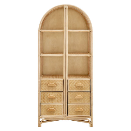 Modway EEI-7362 Jane 71 Inch Tall Arched Natural Rattan Bookshelf Modway