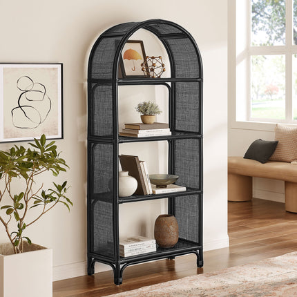 Modway EEI-7363 Celeste 67 Inch Tall Arched Natural Rattan Bookshelf Modway
