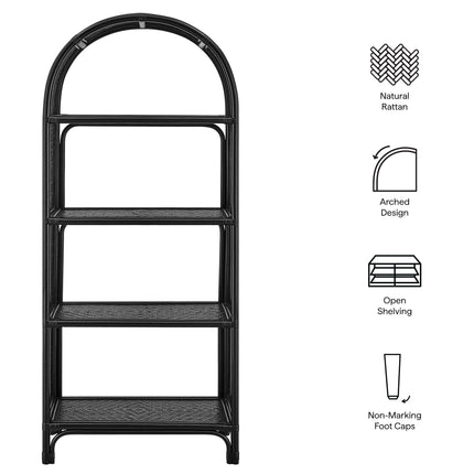 Modway EEI-7363 Celeste 67 Inch Tall Arched Natural Rattan Bookshelf Modway