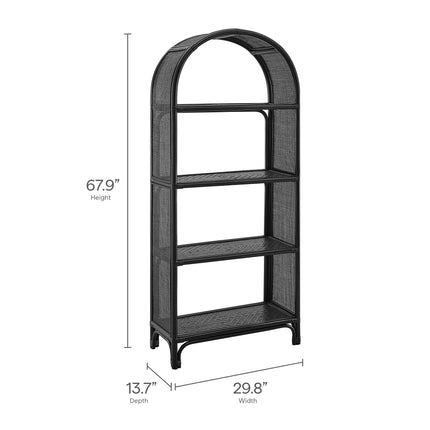 Modway EEI-7363 Celeste 67 Inch Tall Arched Natural Rattan Bookshelf Modway